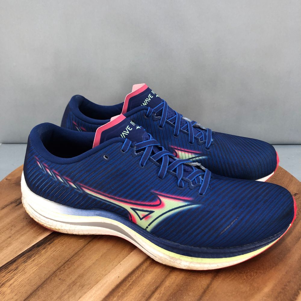 Mizuno Wave Rebellion Running Shoes Men 12 Navy Pink Lightweight Cushion Comfort